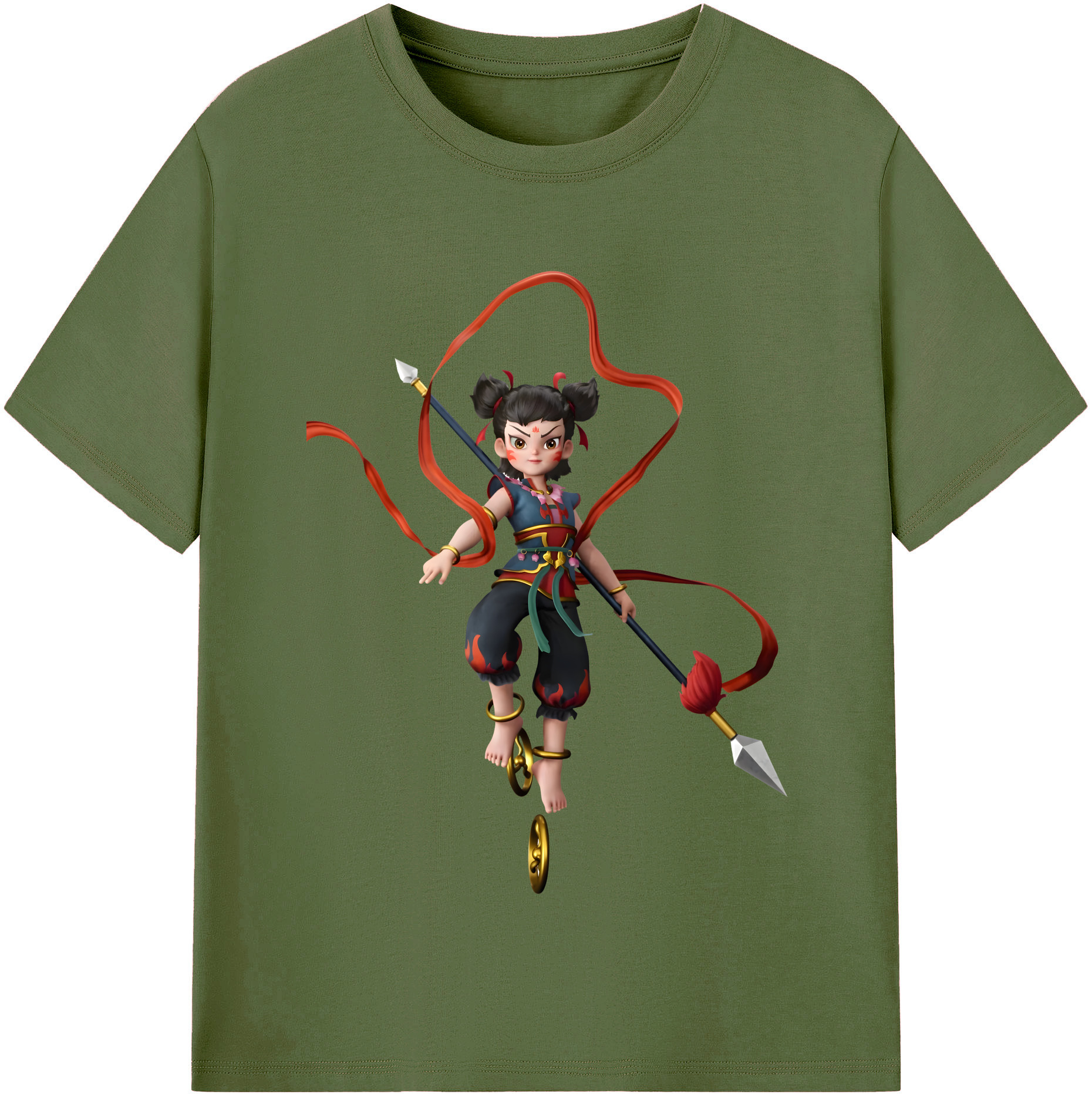 （画像用） Ne Zha 2 ナタ 魔童の大暴れ 綿100％半袖Tシャツ（フロントプリント）